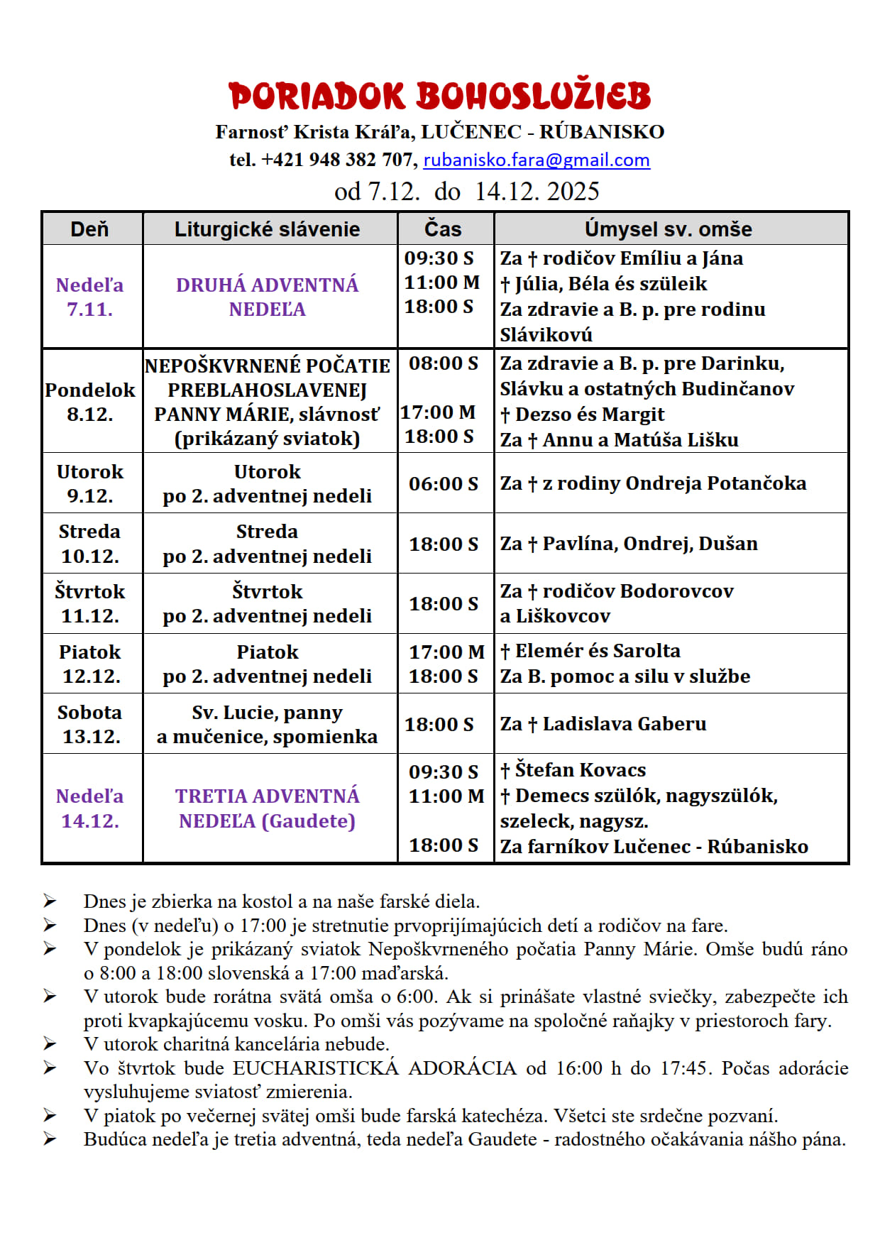 Farské oznamy Farské oznamy