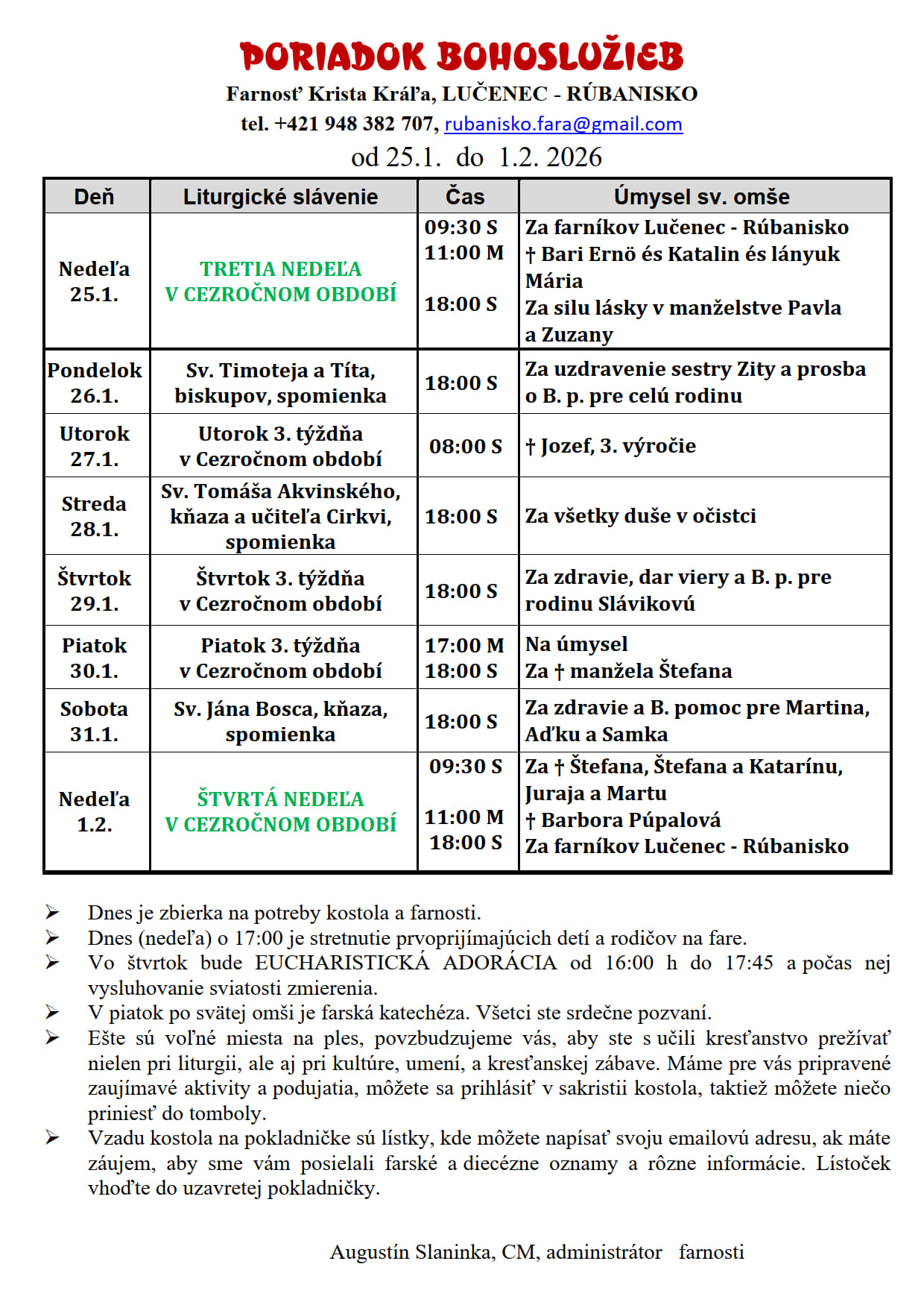 Farské oznamy Farské oznamy