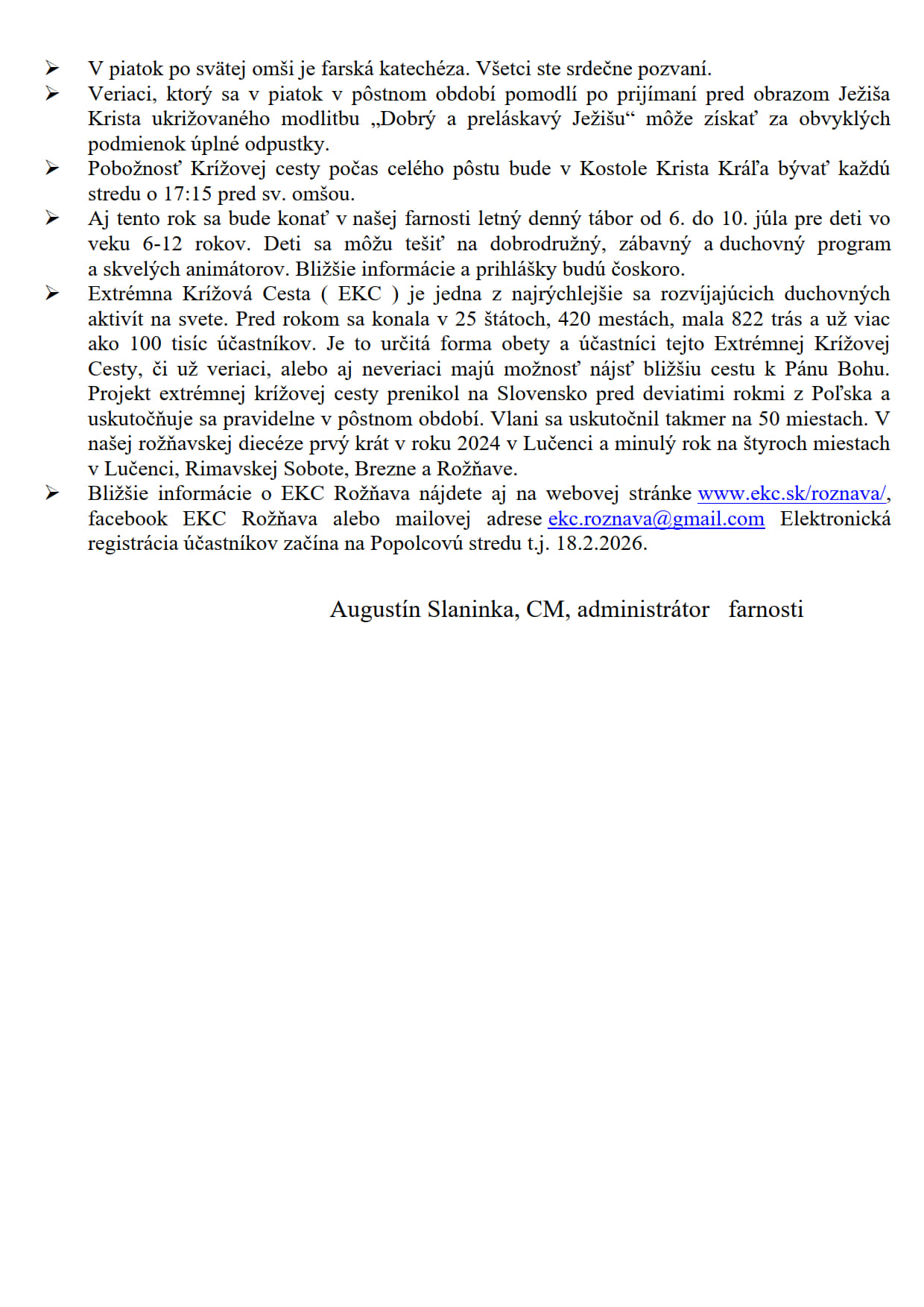 Farské oznamy Farské oznamy