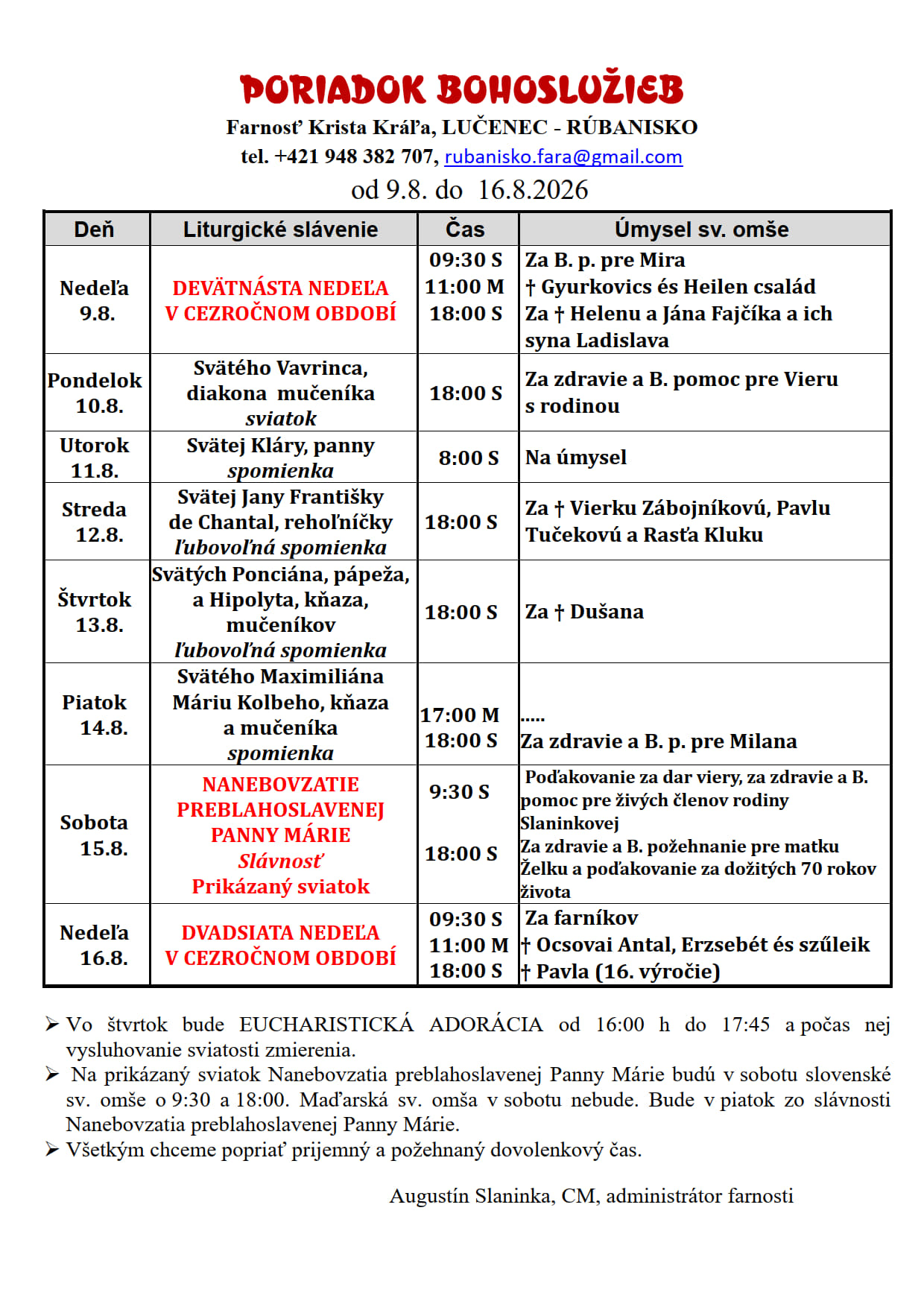 Farské oznamy Farské oznamy